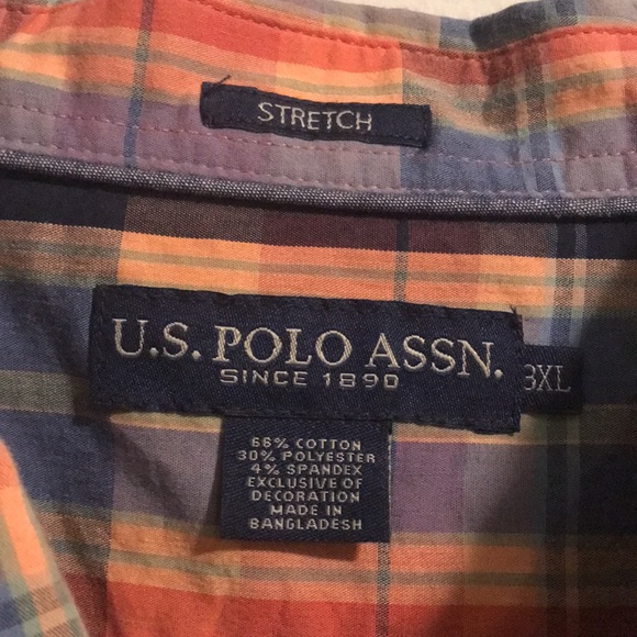 POLO Mens ButtonDown orange blue and brown plaid Size 3XL - Picture 6 of 7